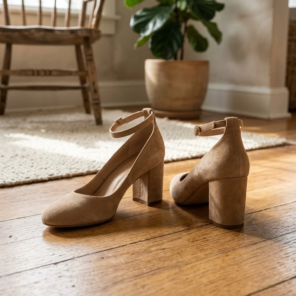 FootVibe Graceful Step Ankle-Strap Block Heels