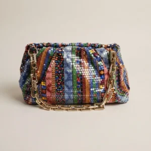 Color Beads Patterned Travel Pouch Handbag